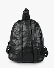 Synthetic Leather Zipper Closure Backpack