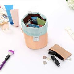 Travel Cosmetic Barrel Makeup Bag Orange