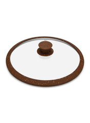 Arcades Glass Lid W Brown Marble Silicone Rim 26cm