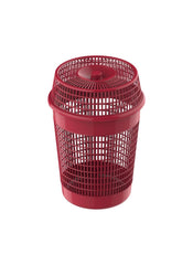 Round Tall Plastic Laundry Bin W Lid 65 L Dark Red