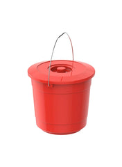 Ex Round Plastic Bucket W Lid And Steel Handle 10L Red