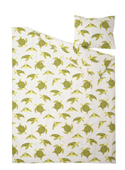 Duvet Cover And Pillowcase Turtle Pattern Green White 150x200cm And 50x80cm