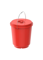 Ex Round Plastic Bucket W Lid And Steel Handle 26L Red