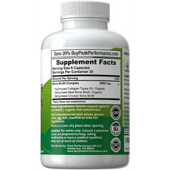 Pure Grass Fed Bone Broth And Collagen Dietary Supplement - 180 Capsules