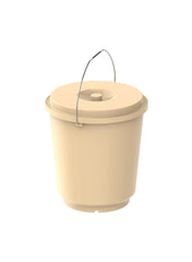 Ex Round Plastic Bucket W Lid And Steel Handle 18L Ivory