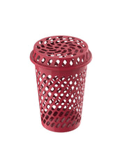 Round Tall Plastic Laundry Bin W Lid 65 L Dark Red