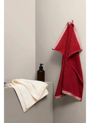 2 Pcs Kitchen Towels 50 L x 50 W cm White/Red