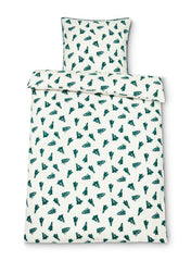 Single Flannelette Duvet Set 135 x 200 cm White/Green