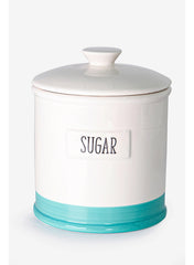 Small Sugar Bottom Canister, White/Green