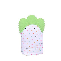Baby Teething Mittens Self Soothing Pain Relief Mitt, Silicon Sounding Baby Glove Stimulating Teether Toy for Babies, Infants, Toddlers, Boy & Girl 3-12 Months Baby Shower Gift (Green)