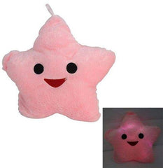 LED Night Twinkle Star Shape Plush Pillow Blue