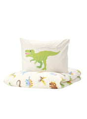 Duvet Cover And Pillowcase Dinosaurs White 150x200cm And 50x80cm