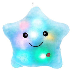 Star Plush Pillow With LED Blue/Black 12x12x5centimeter