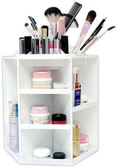 360 Rotating Makeup Organizer Fits For Cosmetics White Medium - Telemall UAE