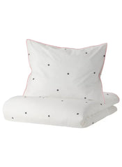 Duvet Cover And Pillow Cases Dot Pattern White Pink 150x200cm And 50x80cm