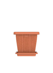 Cedargrain Plastic Square Planter With Tray 10 L