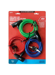 Steel Cable Lock With Keys 180 x 0.6cm 3Pcs