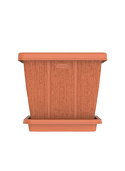 Cedargrain Plastic Square Planter With Tray 30 L