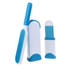 3-Piece Fur Hair Remover Brush With Self Cleaning Base Set White/Blue