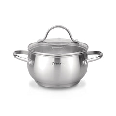 Fissman Kitchen Cookware Stockpot Martinez 18Ã—10 cm / 2.5 Ltr With Glass Lid (Stainless Steel)