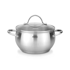 Fissman Kitchen Cookware Stockpot Martinez 24Ã—13 cm / 5.9 Ltr With Glass Lid (Stainless Steel)