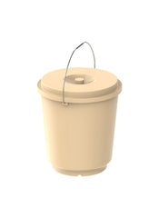 Ex Round Plastic Bucket W Lid And Steel Handle 26L Ivory