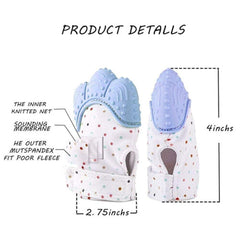 Baby Teething Mittens Self Soothing Pain Relief Mitt, Stimulating Teether Toy, Prevent Scratches Protection Glove with Travel Bag, Stay on Baby's Hand, Unisex for 0-6 Months Baby