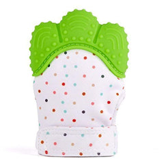 Silicone Teething Hand Mitt for Babies BPA- Baby Teether Mitten Gloves for Gum Pain Relief Safe, Adjustable, Washable Infant & Toddler Nubby Glove, 1pc Unisex Green for Boys & Girls