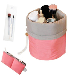 Travel Cosmetic Barrel Makeup Bag Pink
