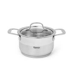 Fissman Kitchen Cookware Stockpot Nordia 18Ã—10 cm / 2.5 Ltr With Glass Lid (Stainless Steel)