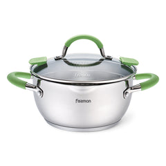 Fissman Kitchen Cookware Stockpot Charlotte 24Ã—12,5 cm / 4.7 Ltr With Glass Lid, Pouring Lip And Lid Strainer (Stainless Steel)