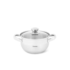 Fissman Kitchen Cookware Stockpot Prime 14Ã—8.5 cm / 1.3 Ltr With Glass Lid (Stainless Steel)