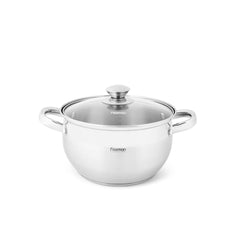 Fissman Kitchen Cookware Stockpot Prime 18Ã—10.5 cm / 2.7 Ltr With Glass Lid (Stainless Steel)