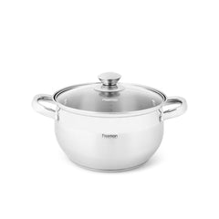 Fissman Kitchen Cookware Stockpot Prime 20Ã—11.5 cm / 3.6 Ltr With Glass Lid (Stainless Steel)