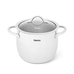 Fissman Kitchen Cookware Stockpot Vivien 20Ã—16.8 cm / 5.7 Ltr With Glass Lid (Stainless Steel)