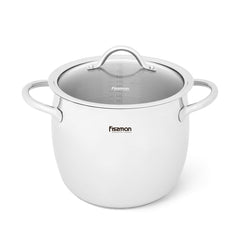 Fissman Kitchen Cookware Stockpot Vivien 22Ã—18.7 cm / 7.7 Ltr With Glass Lid (Stainless Steel)