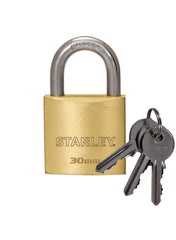 Brass Standard Shackle Padlock W 3 Keys 30 mm