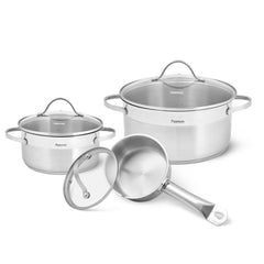 Fissman Kitchen 6Pcs Cookware Set Evita With Glass Lids (Stainless Steel)