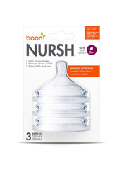 Nursh Nipples Slow Flow Rate For 0 Months Plus Babies 3's