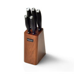 Fissman Kitchenware Cutlery 6 Pc Knife Set Tessen With Wooden Block (3Cr13 Steel)