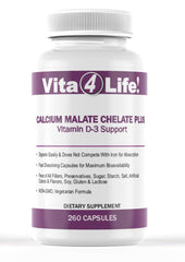 Calcium Malate Chelate Plus Vitamin D3 Support - 260 Capsules