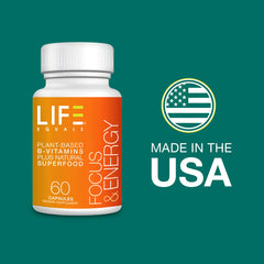 Plant Based B-Vitamins Plus Natural Superfood Dietary Supplement - 60 Capsules