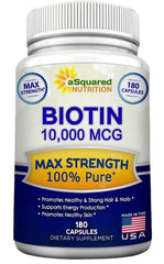 Biotin 10,000 Mcg Max Strength - 180 Capsules