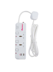 Oshtraco 2-Way Universal Extension Cord With Dual USB Ports