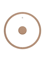 Arcades Glass Lid Wih Brown Marble Silicone Rim 26cm