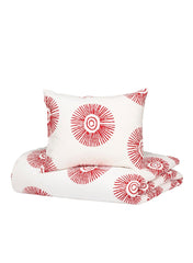 Duvet Cover And 2 Pillowcases Red And White