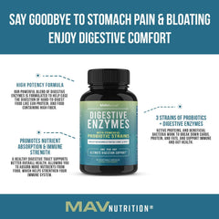 Premium Digestive Enzymes Probiotics Supplement 60 Capsules