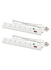 Koppla 6 Way Socket With Switch White 15M Pack Of 2