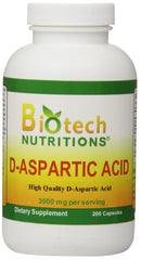 D-Aspartic Acid Dietary Supplement 3000 Mg - 200 Capsules