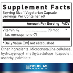 Vitamin K2, Menaquinone-7 Soy-Free Dietary Supplement - 60- Capsules